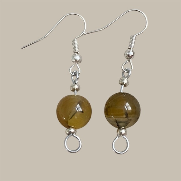Dyed Dragon Vein Agate Earrings - Picture 1 of 2